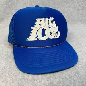 Players Big 102 FM Trucker Hat Blue Mesh Rope Brim SnapBack Radio Retro Cap